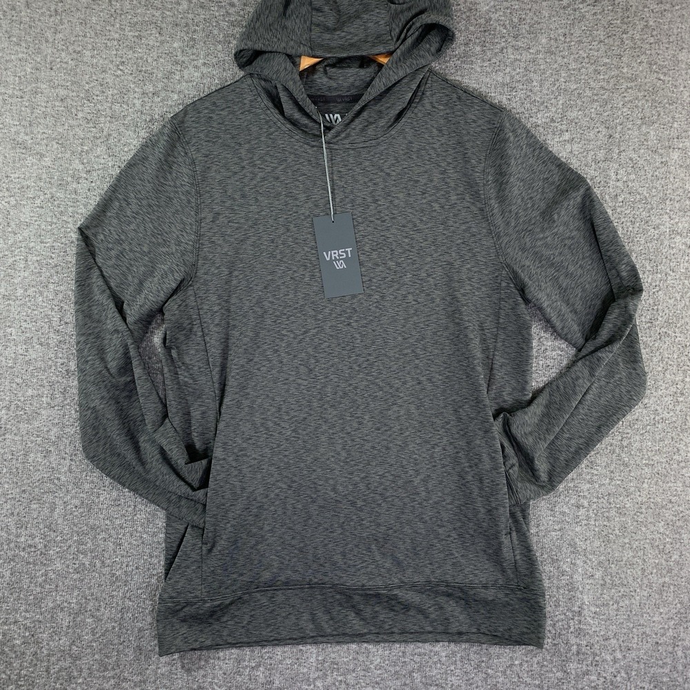 VRST R&R Jersey Hoodie Men Small Pure Black Heather Performance Stretch NEW Neve